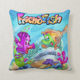 FriendFish tecknad Fish Fleece Blanket Kudde