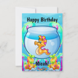 FriendFish tecknad: Söt fiskfödelsekort Tack Kort