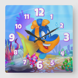 FriendFish wall-tecknad klocka