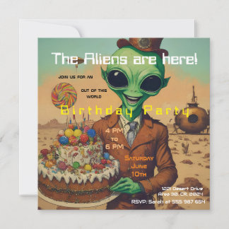 Friendly Alien Birthday-inbjudan Inbjudningar