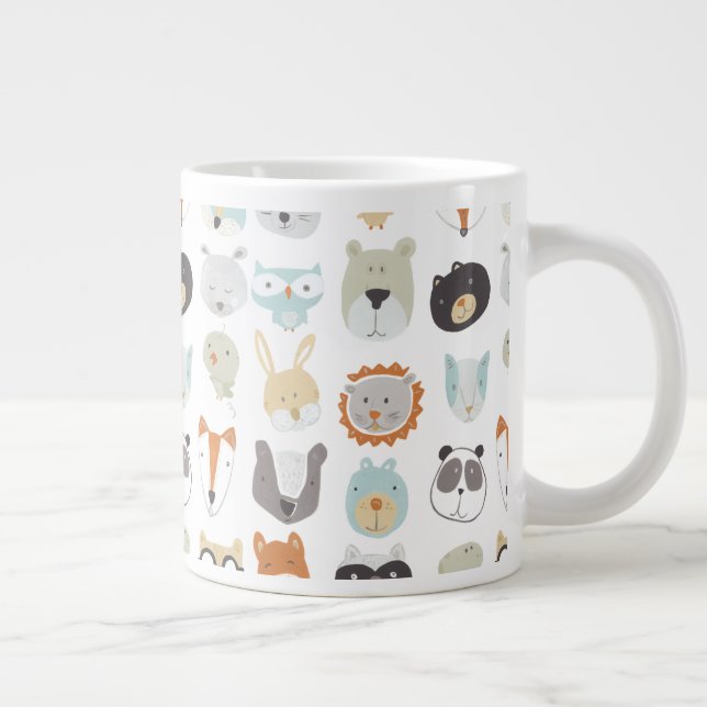 Friendly Ansikte | Cute Animal Porträtt Jumbo Mugg (Höger)