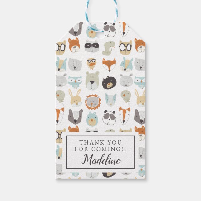 Friendly Ansikte | Cute Animal Porträtt Presentetikett (Framsidan)