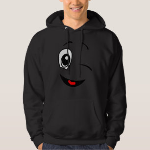 Friendly Ansikte Winking Positive Face Expression Hoodie