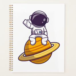 Friendly Astronaut Wave från en planet