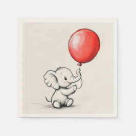 Friendly Baby Elephant med Red Balloon Papper Pappersservett