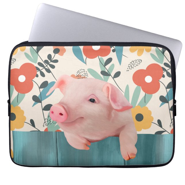 Friendly Baby Pig | Cute Baby djur Laptop Fodral (Framsidan)