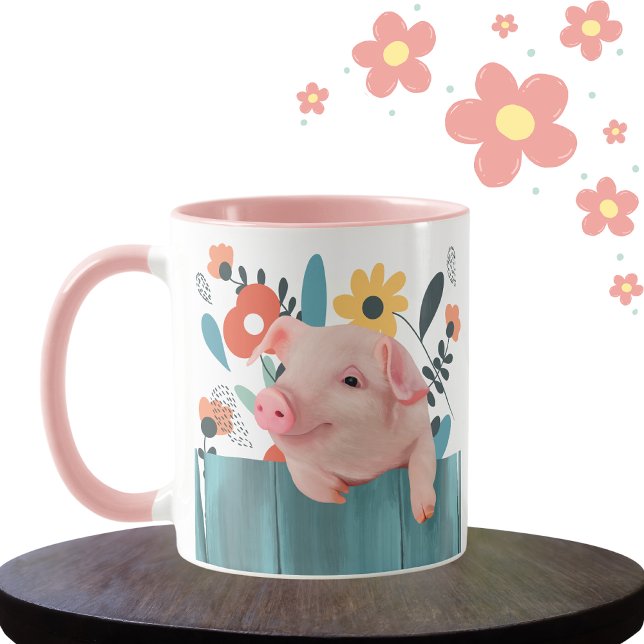 Friendly Baby Pig | Cute Baby djur Mugg (Skapare uppladdad)