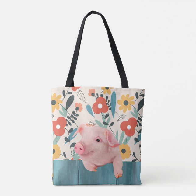 Friendly Baby Pig | Cute Baby djur Tygkasse (Baksida)