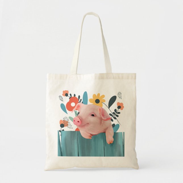 Friendly Baby Pig | Cute Baby djur Tygkasse (Framsidan)