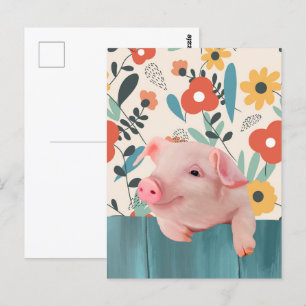 Friendly Baby Pig Cute Baby djur Vykort