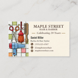 Friendly Barber and Hair Stylist Business Card Visitkort