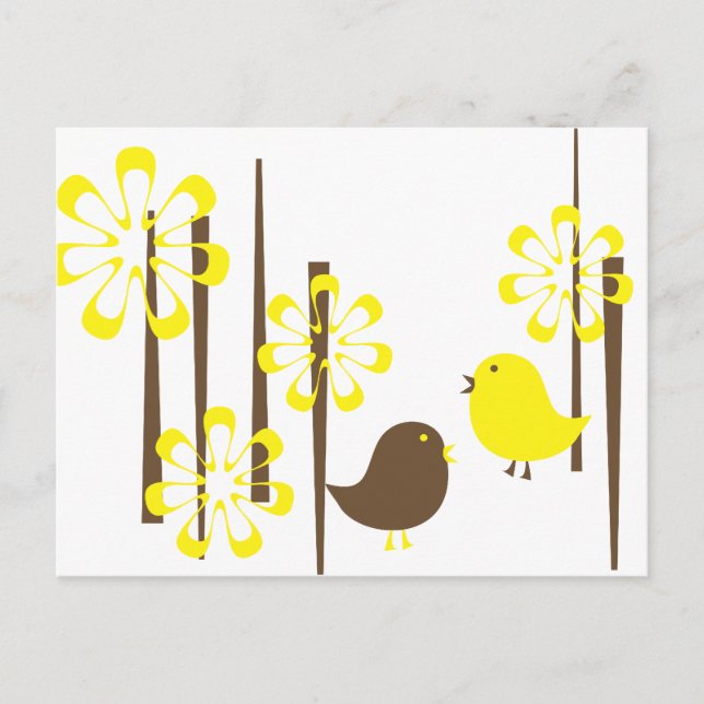 Friendly Birds i Gult Vykort (Framsida)