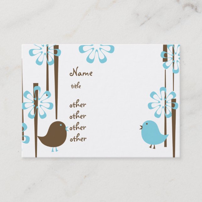 Friendly Birds in Blue Visitkort (Framsida)