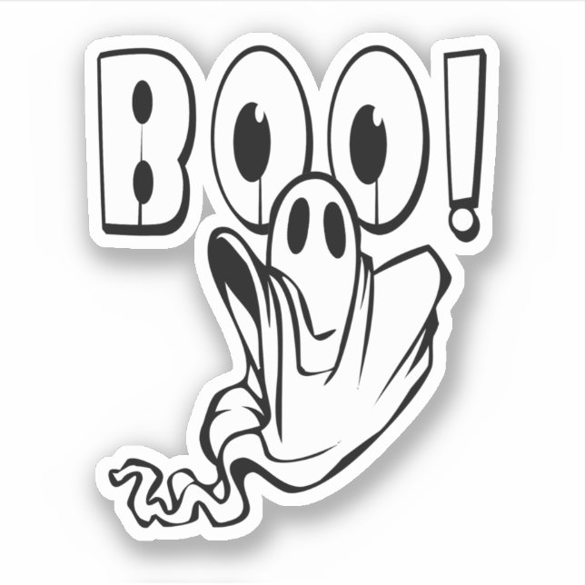 Friendly BOO Ghost Halloween Klistermärken (Framsida)