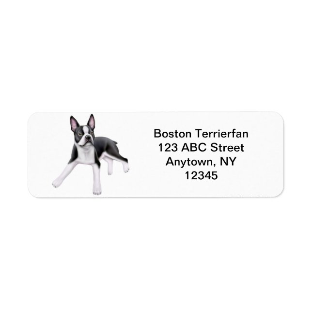 Friendly Boston Terrier Anpassade Returadress Etikett (Framsidan)