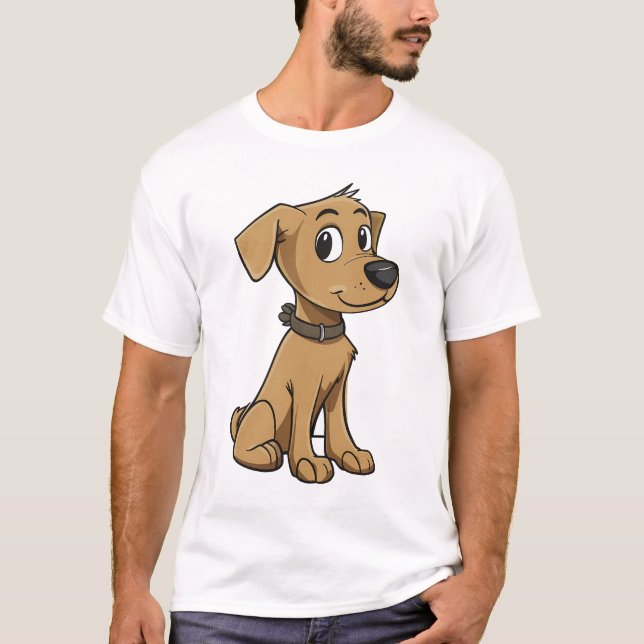 Friendly Brown Cartoon Dog T Shirt (Framsida)