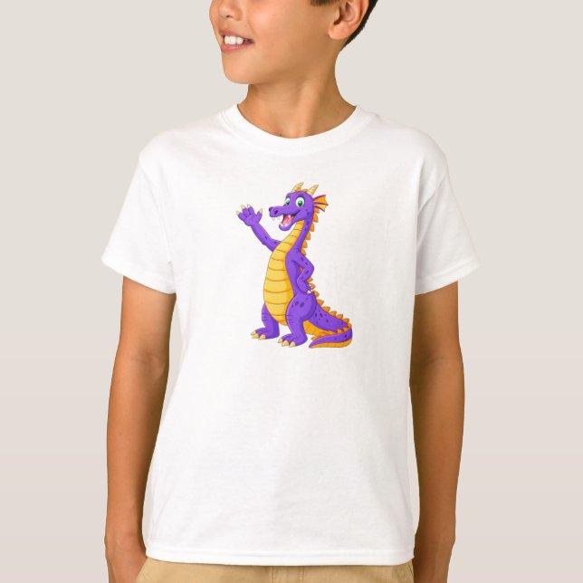 Friendly Cartoon Dragon Character T Shirt (Framsida)