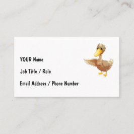 Friendly Cartoon Duck with Contact Info Visitkort