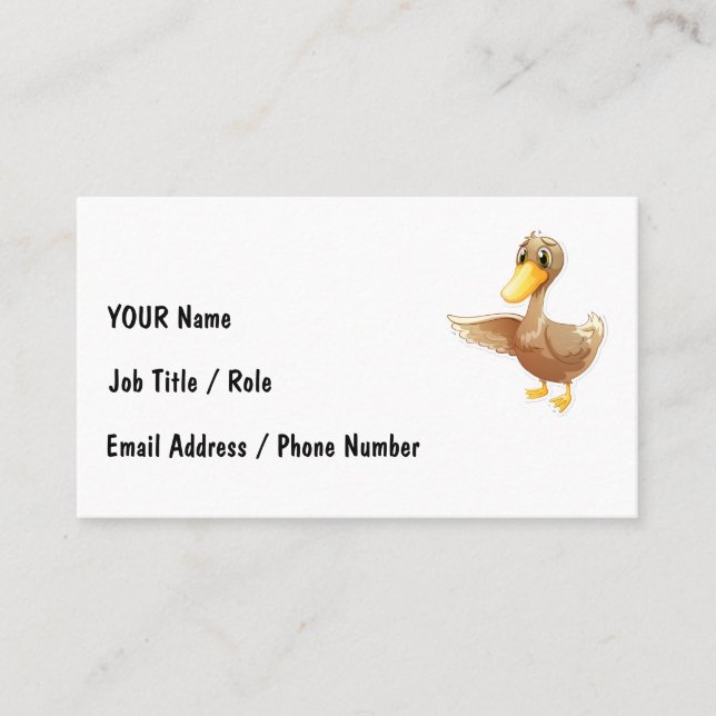 Friendly Cartoon Duck with Contact Info Visitkort (Framsida)