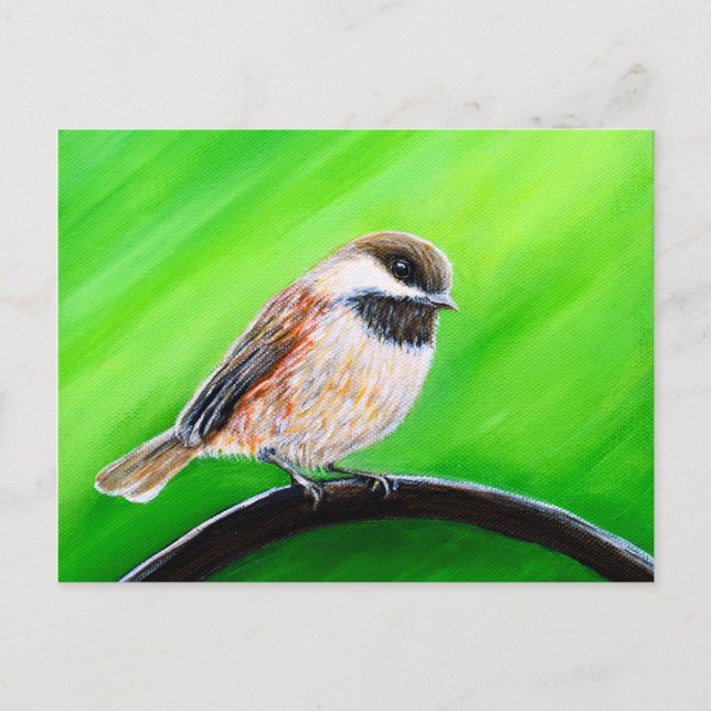 Friendly Chickadee Painting Vykort (Framsida)