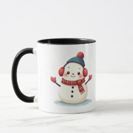 Friendly Cozy Kawaii Snowman Snowflake Design Mugg