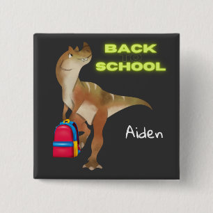 Friendly Dinosaur med ryggsäck "Back to school" Knapp