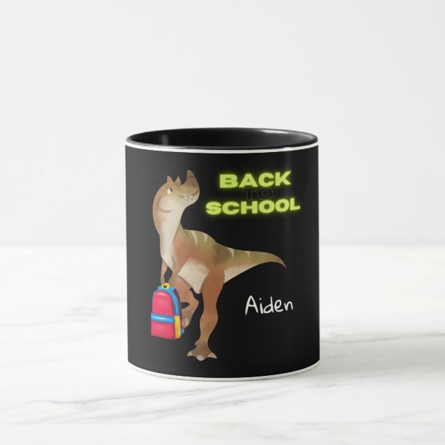 Friendly Dinosaur med ryggsäck "Back to school" Mugg (Center)
