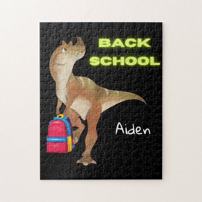Friendly Dinosaur med ryggsäck "Back to school" Pussel (Vertikal)