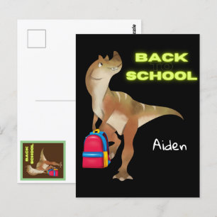 Friendly Dinosaur med ryggsäck "Back to school" Vykort