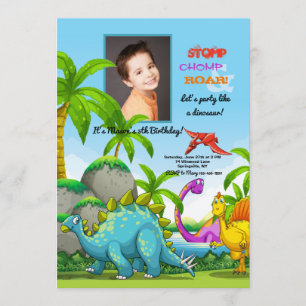 Friendly Dinosaurs-fotoinbjudan Inbjudningar