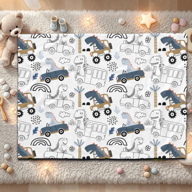 Friendly Dinosaurs i Cars Mönster Fleecefilt (Skapare uppladdad)
