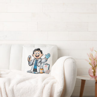 Friendly Doctor Mascot Medical Cartoon Design Kudde