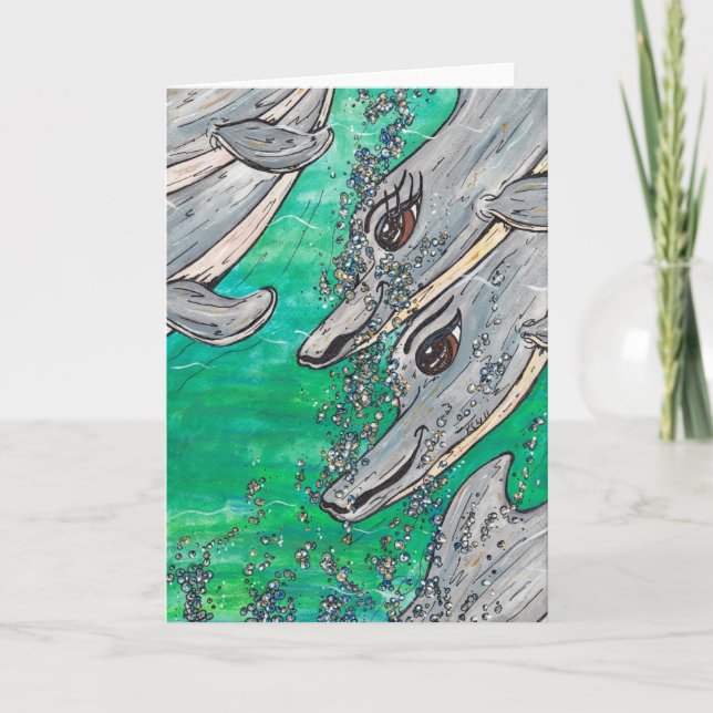 Friendly Dolphin Pod Kort (Framsida)