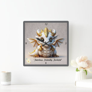 "Friendly Dragon Art" Fyrkantig Klocka