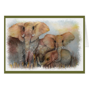 FRIENDLY ELEPHANT FAMILY HÄLSNINGSKORT