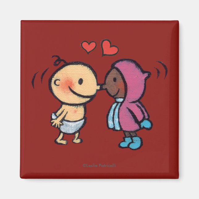 Friendly Eskimo Nose Kisses Kids Magnet (Framsidan)