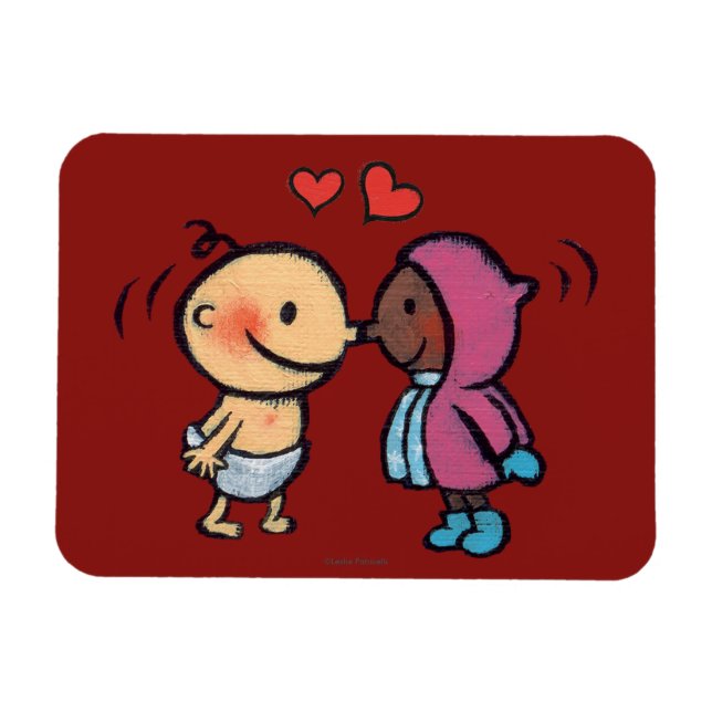 Friendly Eskimo Nose Kisses Kids Magnet (Horisontell)