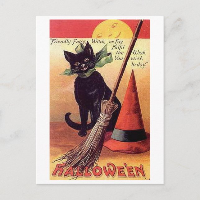 Friendly Fairy Vintage Halloween Vykort (Framsida)