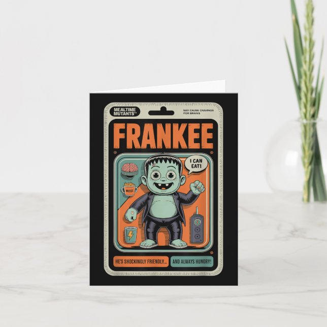 Friendly Frankenstein Monster Halloween Humor Leks Kort (Framsida)