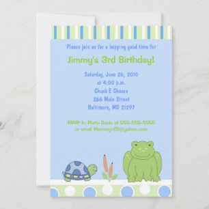 Friendly Frog & Turtle 5x7 Birthday-inbjudan Inbjudningar