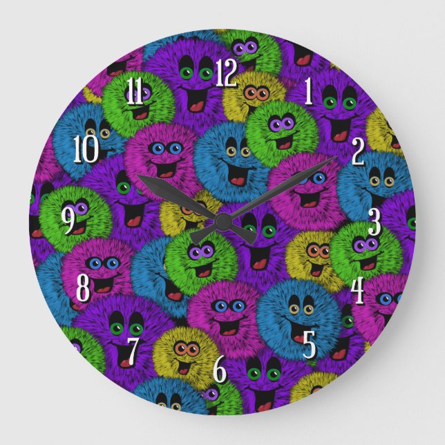 Friendly Fuzzles Cute Creates Round Wall Clock 2 Stor Klocka (Framsida)