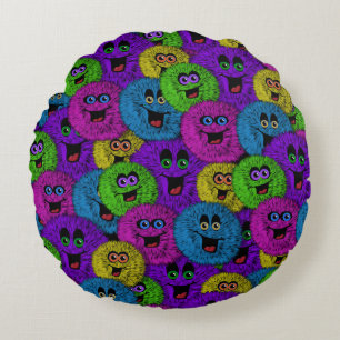 Friendly Fuzzles Cute Creatures Round Dekorativ ku Rund Kudde