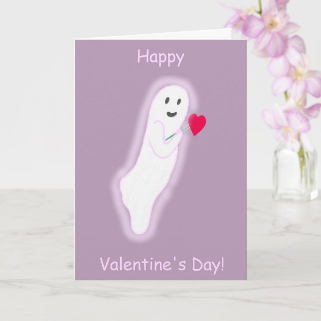 Friendly Ghost Glad Valentine Day Cards Kort (Orkide)