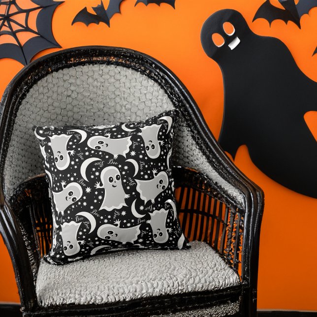 Friendly Ghost Goes Boo Funny Halloween Kudde (Skapare uppladdad)