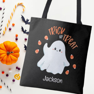 Friendly Ghost Halloween Bus eller godis Tote Bag Tygkasse
