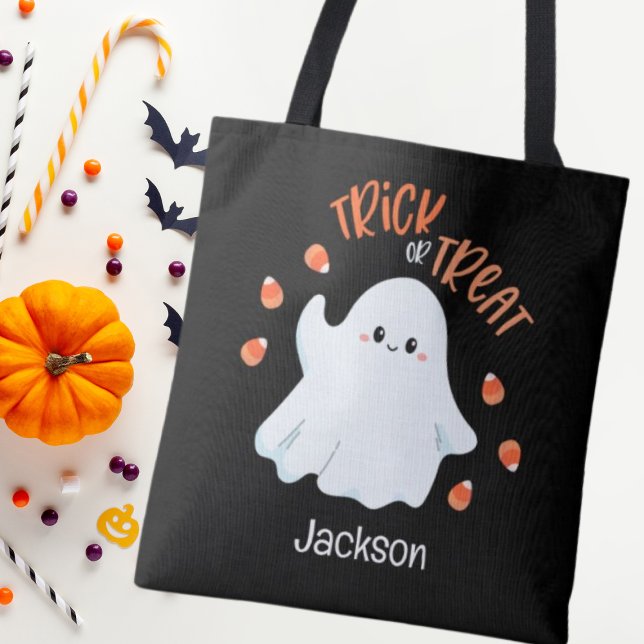 Friendly Ghost Halloween Bus eller godis Tote Bag Tygkasse (Skapare uppladdad)