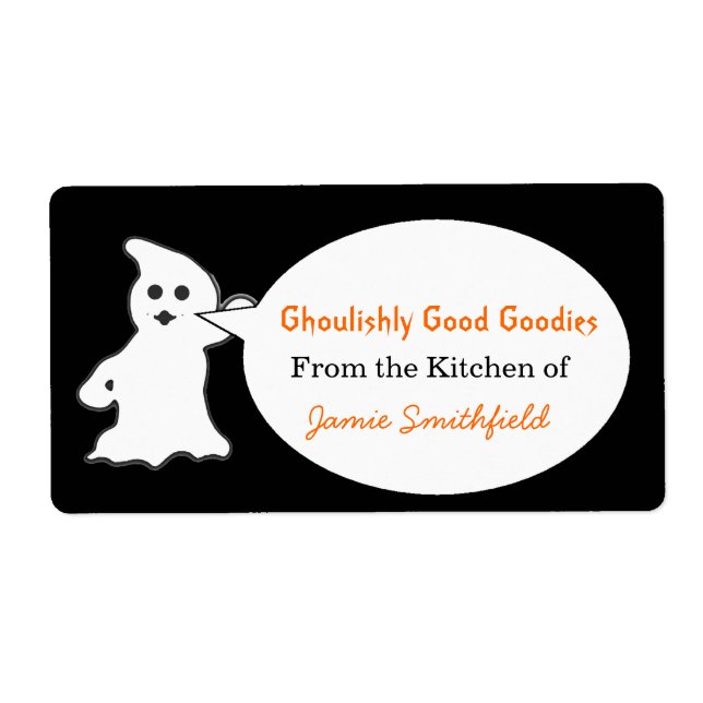 Friendly Ghost Halloween Kitchen-etiketter Fraktsedel (Framsidan)