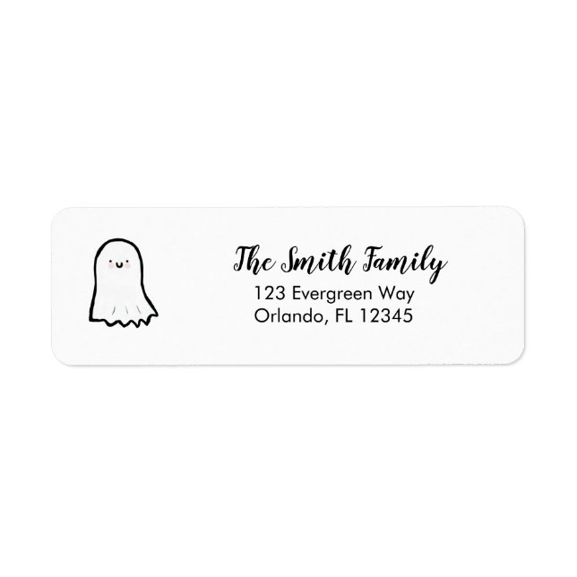 Friendly Ghost Halloween Spooky Returadress Etikett (Framsidan)