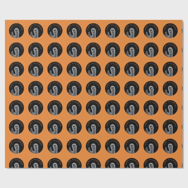 Friendly Ghost (Happy halloween) Wrapping Papper Presentpapper (Platt)