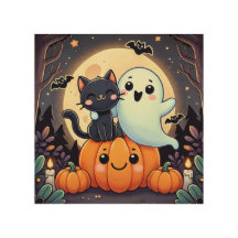 Friendly Ghost och Cat Halloween Natt